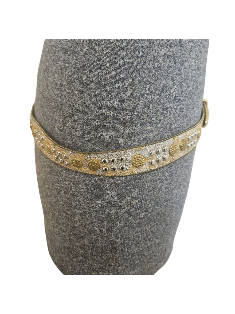 Vintage Beaded Waist Belt Womens Size M/L Gold Silver Accents Goldtone Buckle - Picture 6 of 10